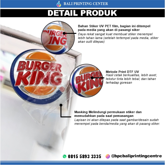 Cetak Stiker  DTF UV / Stiker Timbul